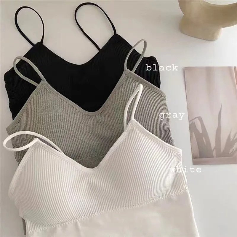 Korean Fashion Sporty Running Crop Top for Teen Girl Solid Color Yoga Bra Women Elastic Fitness Seamless Sleeveless Basic Tanks