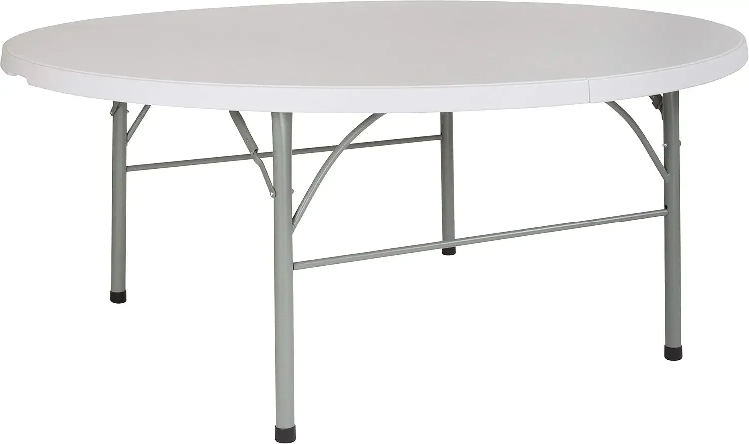 Furniture Stonewall 6' Round Plastic Folding Event Table with Carrying Handle, Bi-Fold Portable Banquet Table for Indoor/Outdoor