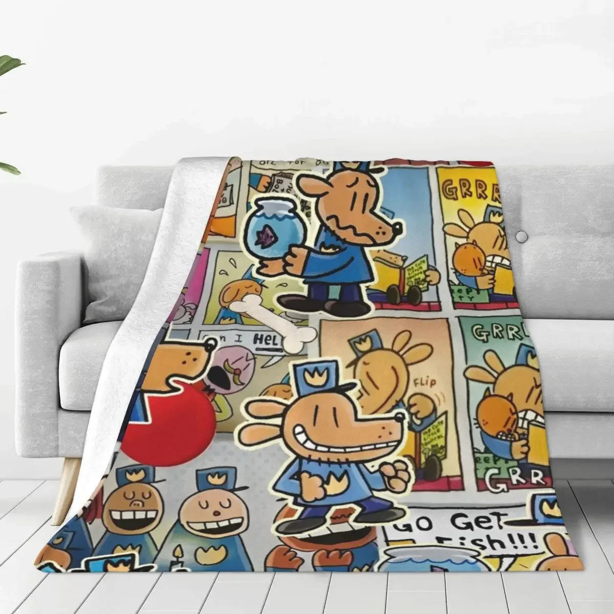 Dog Man Dogman And Friend Micro Blankets Picnic Flannel Bedding Throws For Couch Bed Warm Customized Quality Bedspread