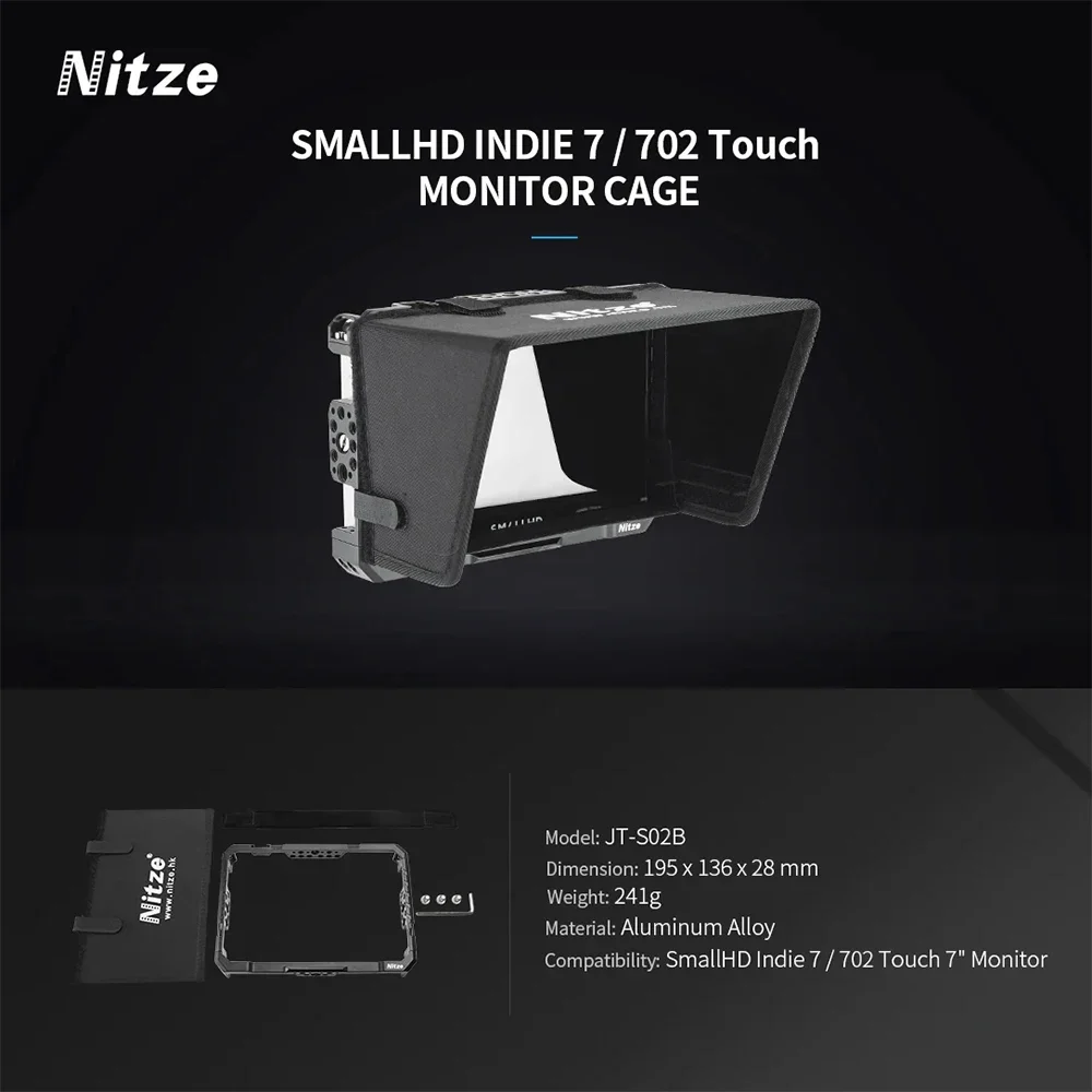 Nitze JT-S02B Monitor Cage Sunhood for SmallHD Indie 7 / 702 Touch 7\