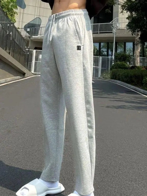 

Летние тонкие американские свободные спортивные брюки с вышивкой, прямые повседневные брюки для тренировок, модные эластичные брюки с завышенной талией