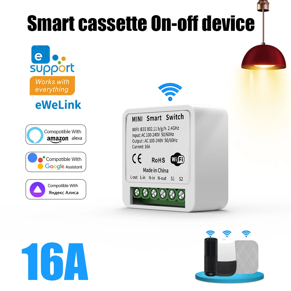 eWeLink WiFi Smart Switch, Remote Control, Voice Control, Works with Alexa & Google Assistant, Timer Countdown,Easy Installation