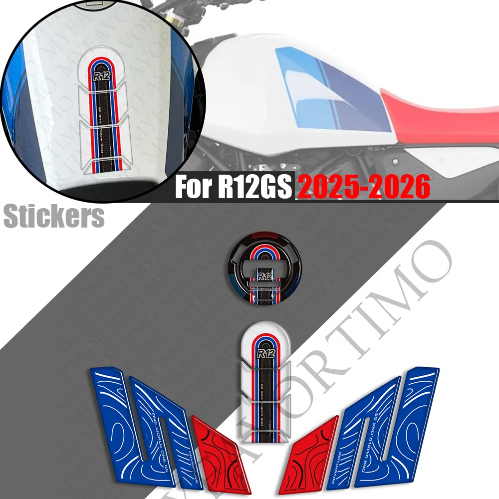 For R12GS R12 GS R12 G/S 2025-2026 Off-Road Motorcycle Tank Pad Fuel Cap Knee Protector Fairing Fender Decals Stickers