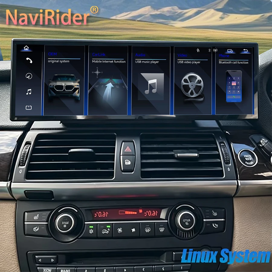 

RHD 14.9'' Linux CCC/CIC System Android Auto Carplay Car Radio For BMW X5 X6 E70 E71 2007-2013 GPS Navi Multimedia Screen Player