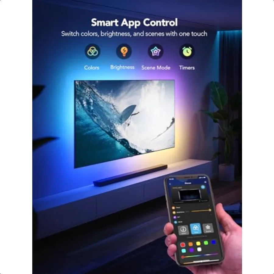 TV LED Backlight Strip RGBIC Smart LED Backlight for 4050inch TVs Music Sync WiFi Bluetooth App Control Works with Alexa Google