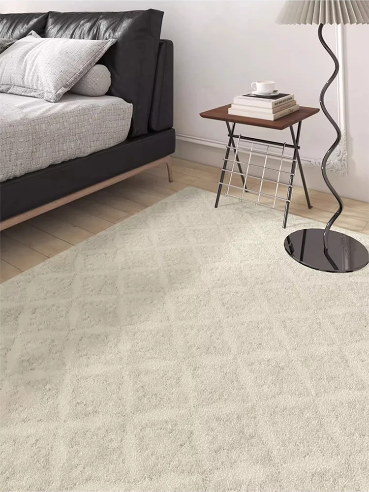

Beige Irregular Curve Carpet Simple Living Room Bedroom Carpets Bedside Decoration Soft Fluffy Rugs Geometric Modern Home Carpet