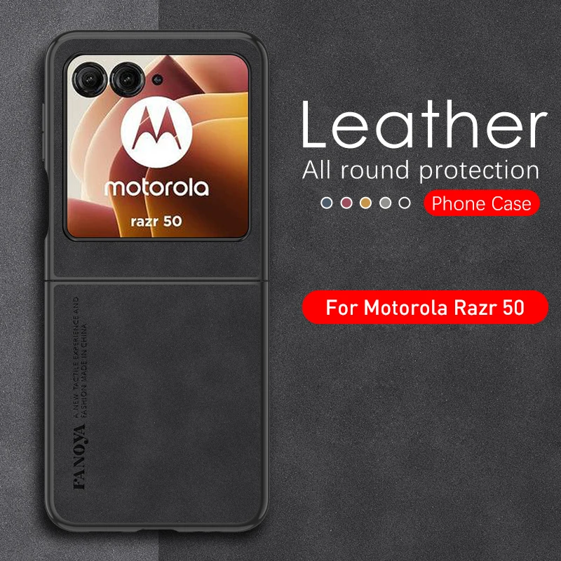 Razr50Ultra Case Lambskin Leather Lens Protection Cover For Motorola Razr50 Razr 50 Ultra 50Ultra 5G TPU Soft Frame Protect Case