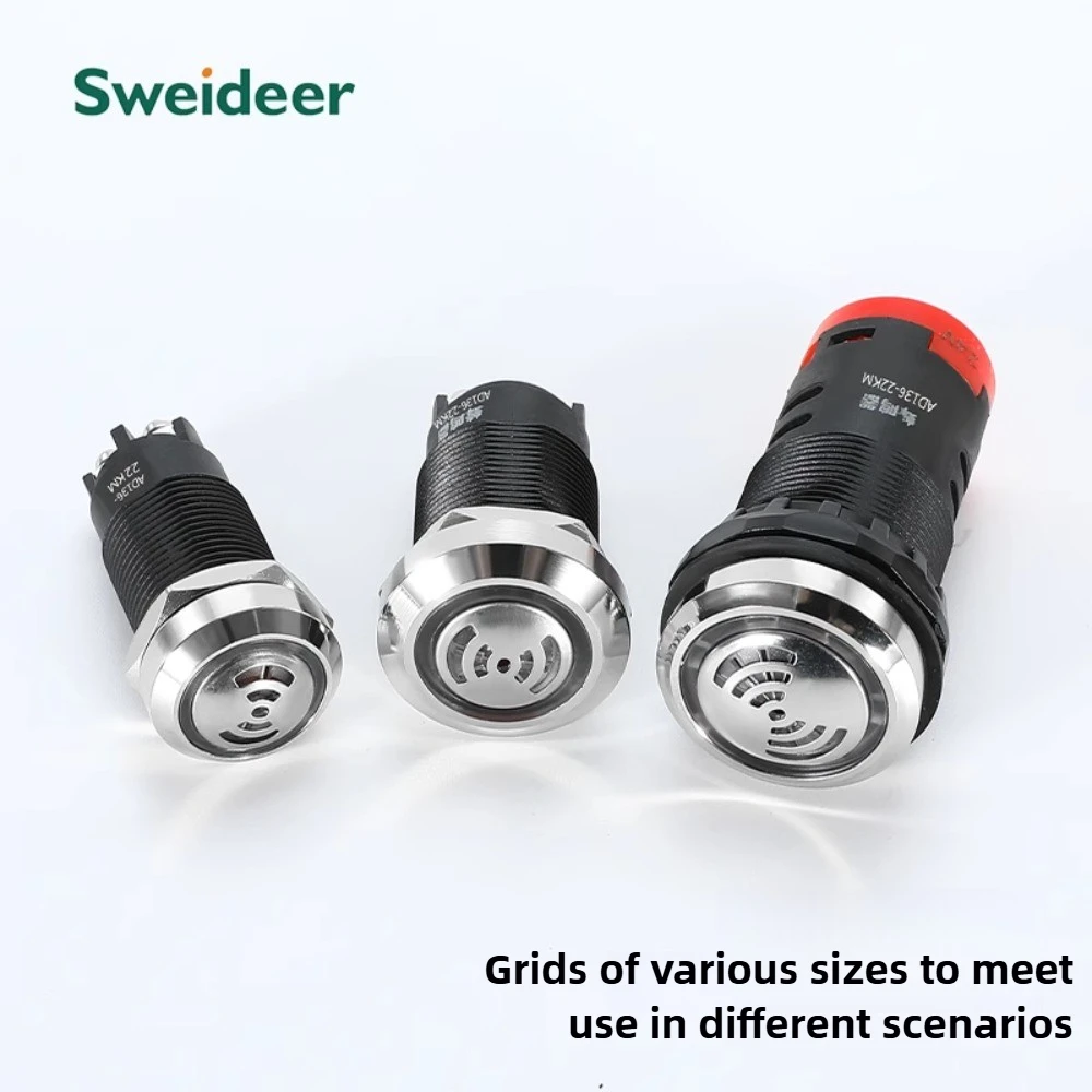 Metal Buzzer Alarm with Intermittent LED Flashing And Sound 16/19/22MM 12/24/220V - Flashing Light Alarm System