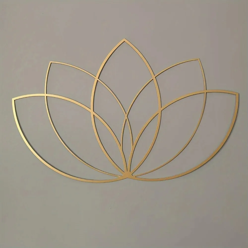 Lotus Gold Metal Wall Art 1PC - Modern Yoga Gift, Flower Decor for Living Room, Elegant Above Bed