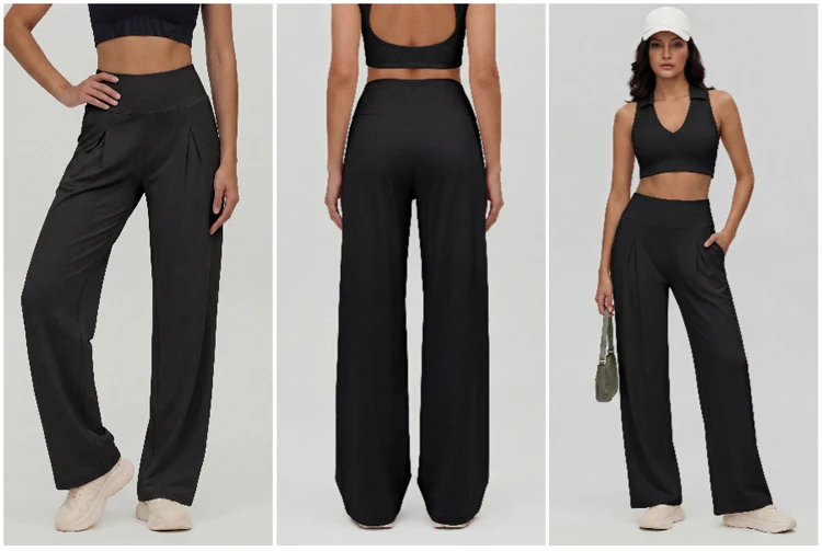 Wide Leg Yoga Pants for Women, High-Waist Stretch Lounge and Workout Palazzo Pants — detail 2
