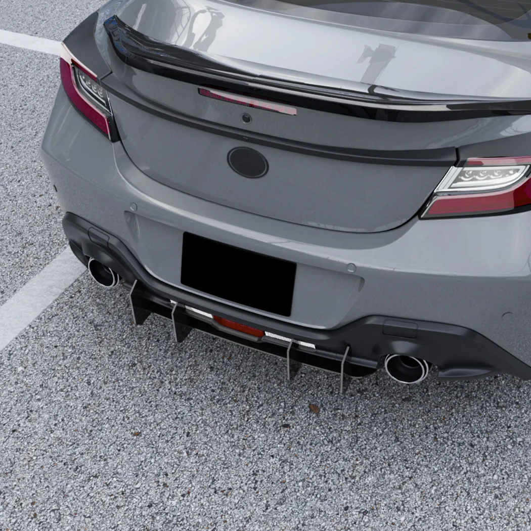 مانع صدمات خلفي للسيارة الشفاه الناشر الخائن 4 زعانف شفرة نمط الشفاه الكسوة المفسد طقم الجسم لسوبارو BRZ تويوتا GR86 2022 2023 + #5