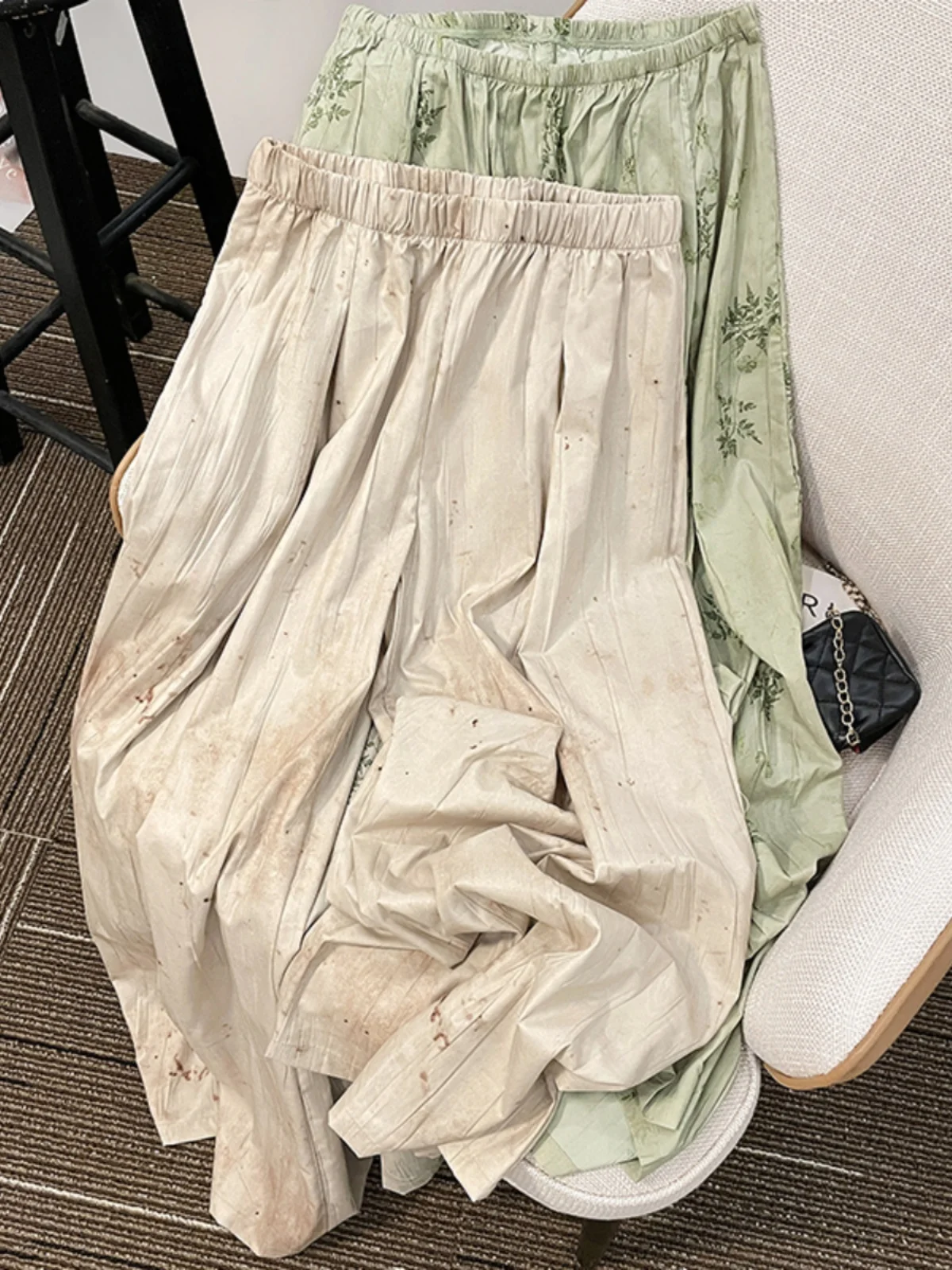 Pantalones de pierna ancha con estampado Retro chino Sle Zen para mujer, pantalones largos informales rectos drapeados de cintura alta holgados y adelgazantes de verano