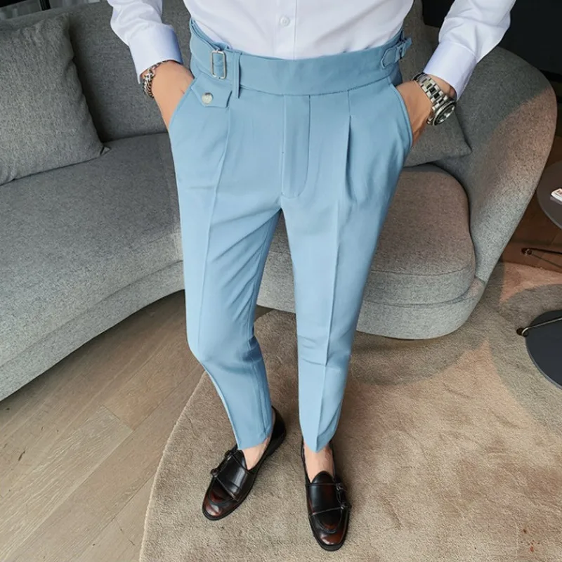 2024 Autumn Spring High Quality Men's Slim Fit Suit Pants Business Casual Trend Korean Fashion Straight Leg Pants 29-36