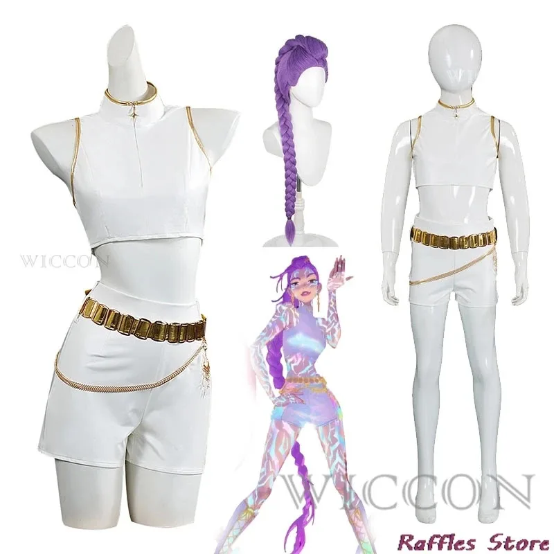 CyKang Ru-mi Adultos Niños Huntrix K-Pop Rumi Kang Cosplay Demon Hunters, Conjunto de falda y chaleco líder para cosplay de Halloween, Golden Out