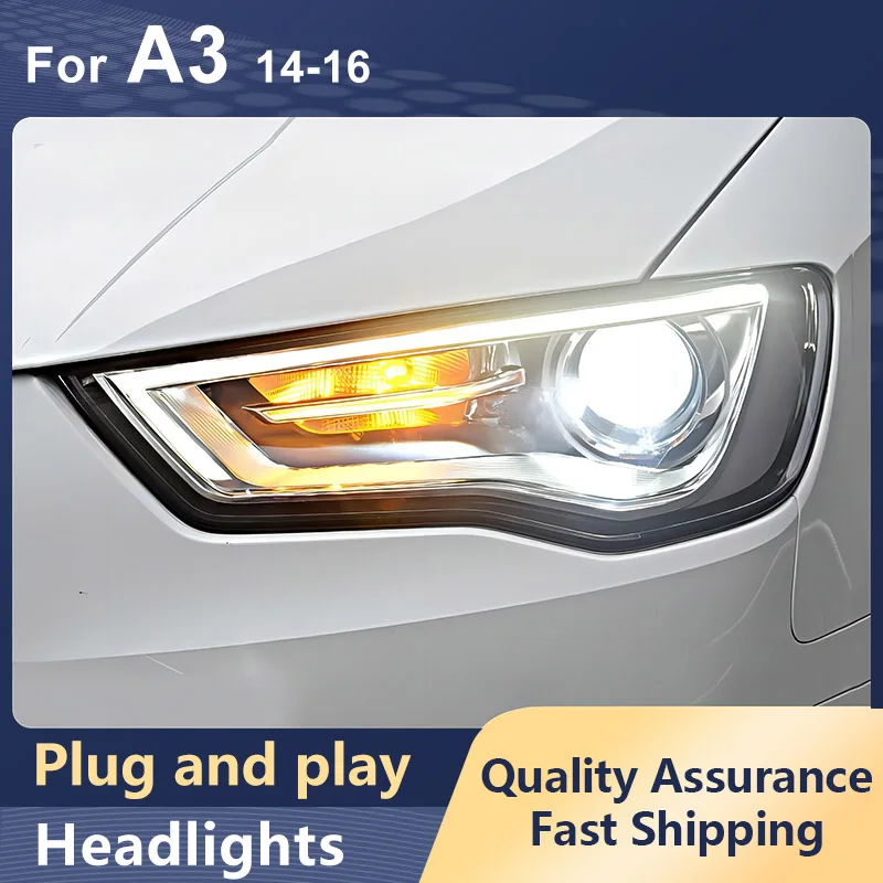 

Фары для стайлинга автомобиля для AUDI A3 2014-2016 S3 RS3 светодиодный DRL, динамический поворотный фотообъектив, фары головного света, автомобильные аксессуары