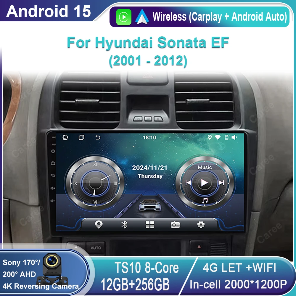 

For Hyundai Sonata EF 2001 - 2012 Carplay Auto 4G+WIFI BT GPS Car Radio Navigation Multimedia Video Player Stereo BT Android 14