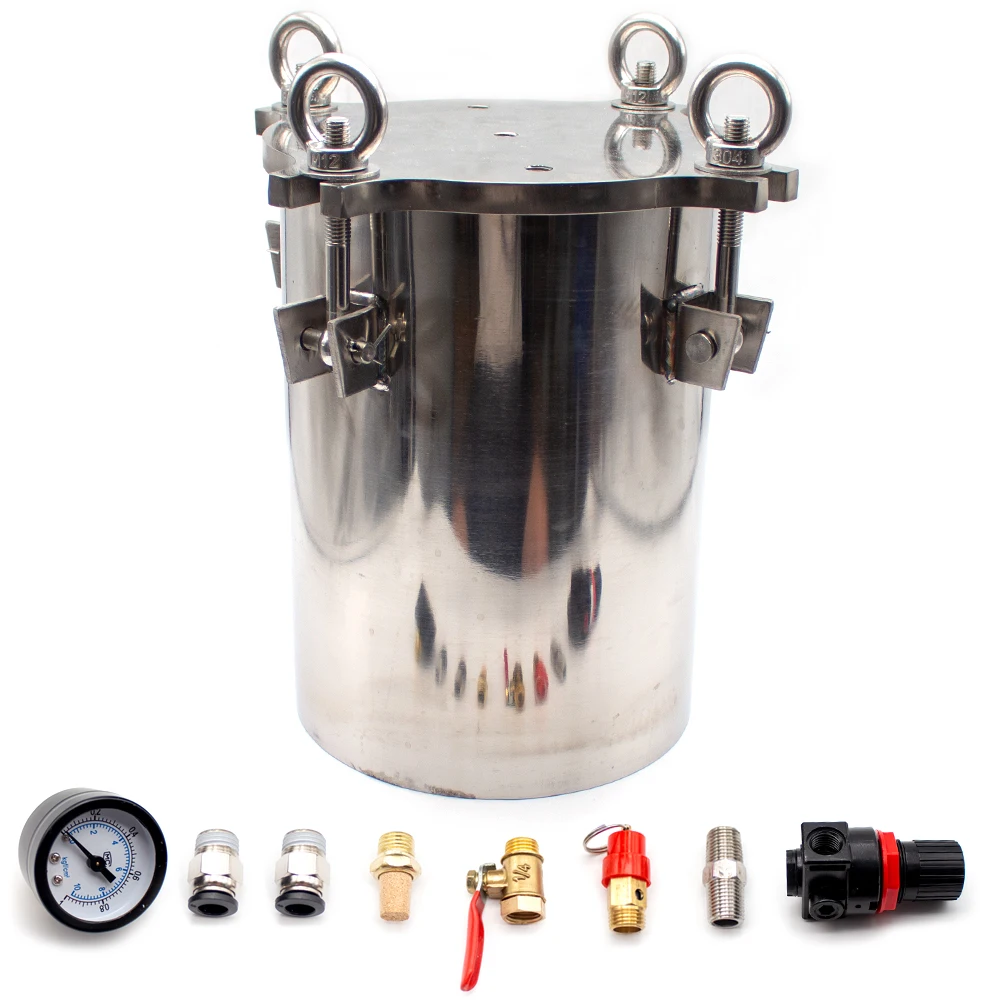 304 Stainless Steel Dispenser Pressure Tank Storage Tank Fluid Dispensing Bucket With Safety Regulating Valve 1-10L