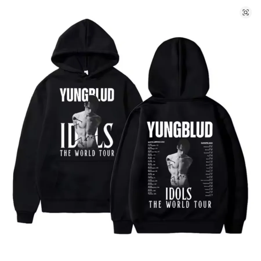 

YUNGBLUD IDOLS The World Tour 2025 забавная толстовка с капюшоном в стиле хип-хоп с графическим рисунком Poleron Hombre унисекс уличная одежда спортивный костюм в стиле Харадзюку