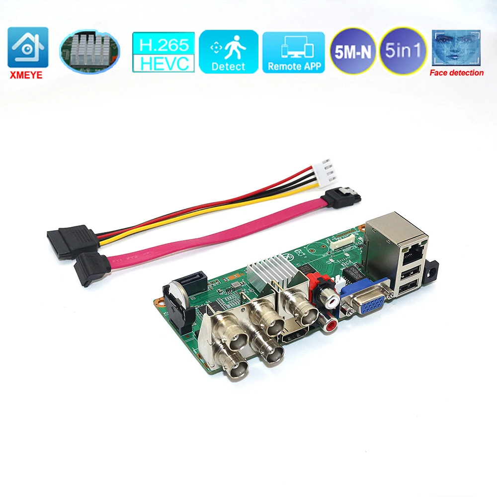 

Xmeye Dvr 4 Channels 5M-N Board Video Surveillance Recorder Module With Onvif Audio Over Coaxial For AHD TVI CVI Analog IP CCTV