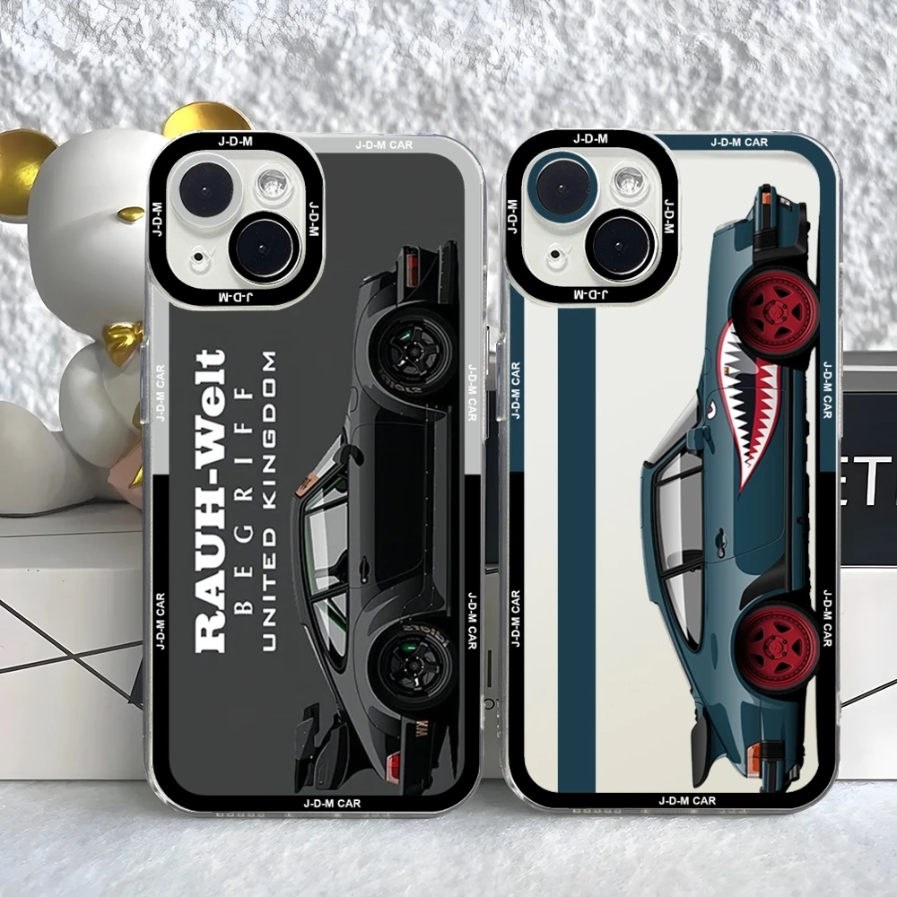 Japan JDM Sports Cars Male Men phone Case For iPhone 15 14 13 12 11 Pro Max Mini XS X XR SE 7 8 Plus Soft Angel Eyes Cover