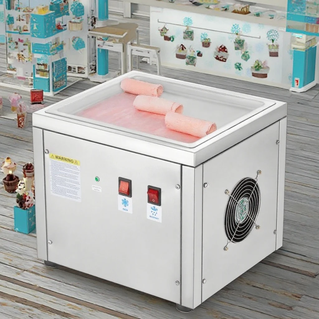 Ice Cream Machine 220 Volt Roller Baking Food Shop Restaurant Fruit Milk Water Chocolate