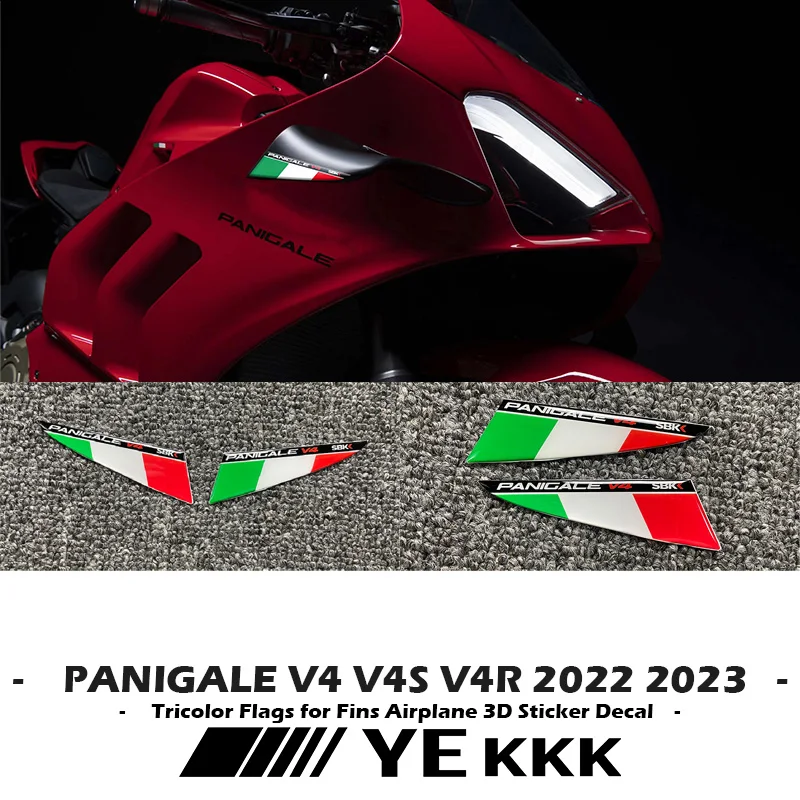 

Italian Tricolor Flags for Wings 3D Winglet Flank Sticker Decal For Ducati PANIGALE V4 V4S V4R 2022 2023 SBK New