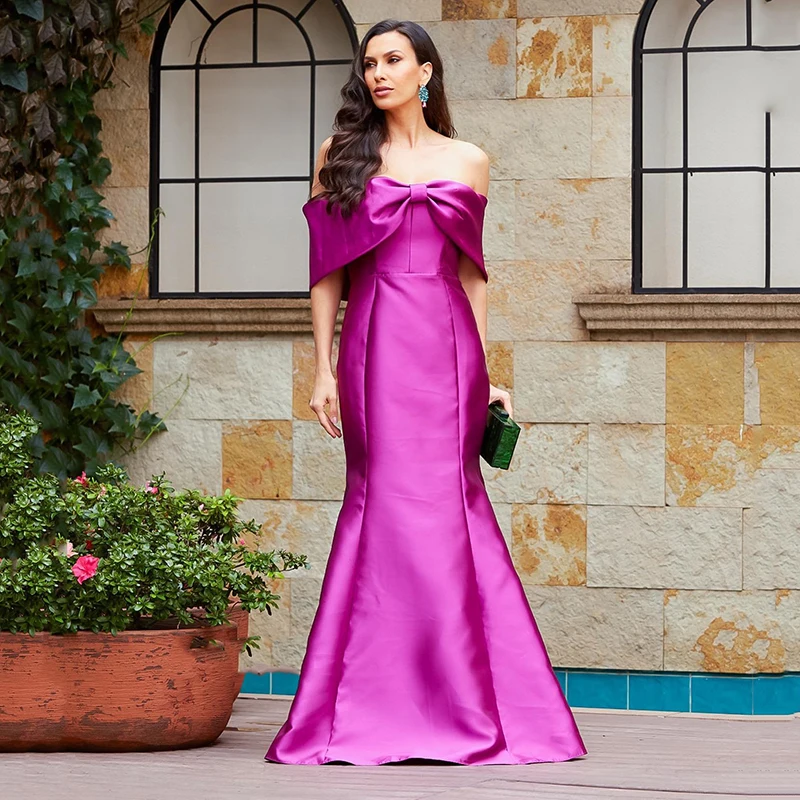 

Eightree Formal Mermaid Prom Evening Dresses 2023 Women Off The Shoulder Satin Floor Length Cocktail Party Prom Gowns Plus Size