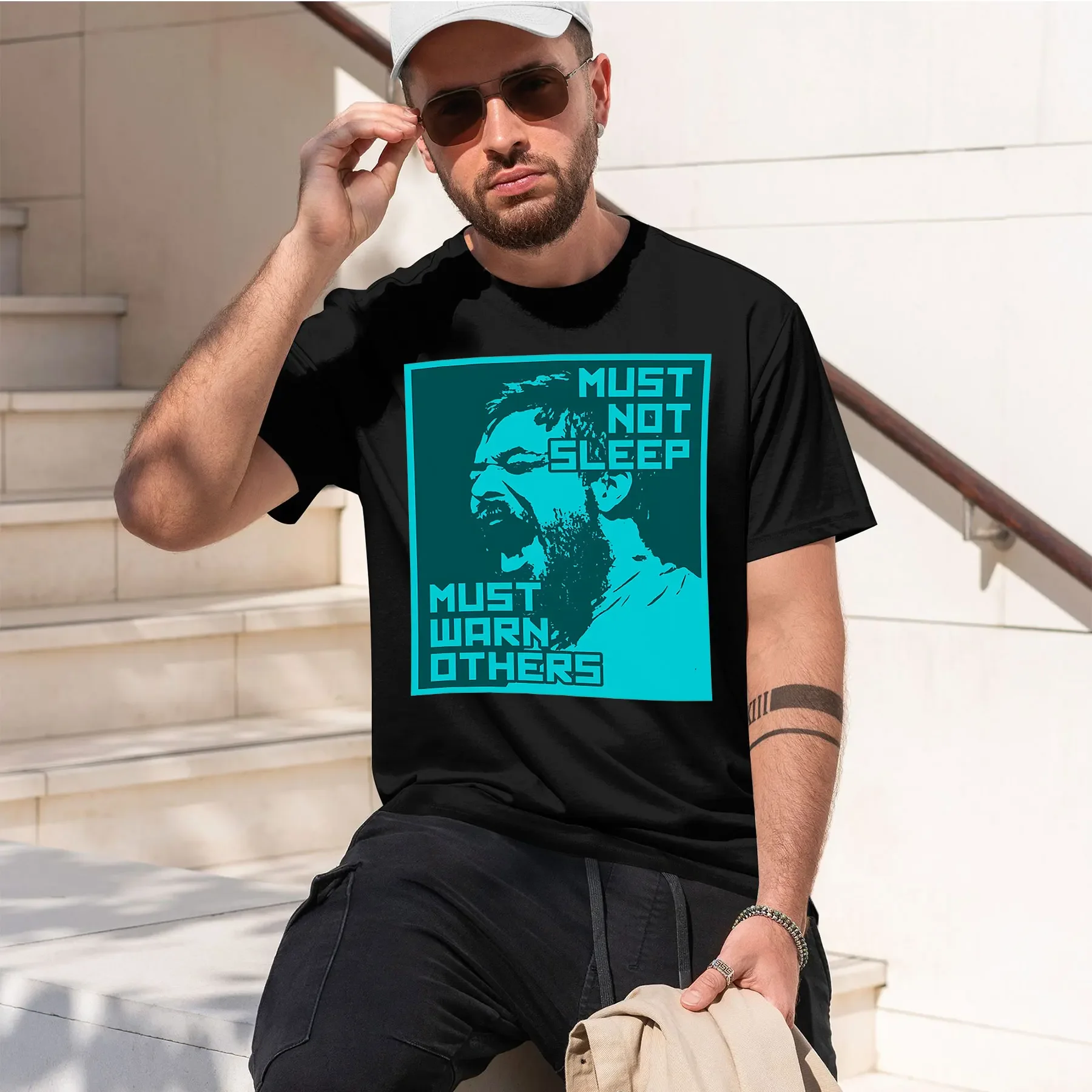 MUST NOT SLEEP MUST WARN OTHERS 2026 new fashion heavyweight hot selling retro printed pattern fun round neck T-shirt for daily