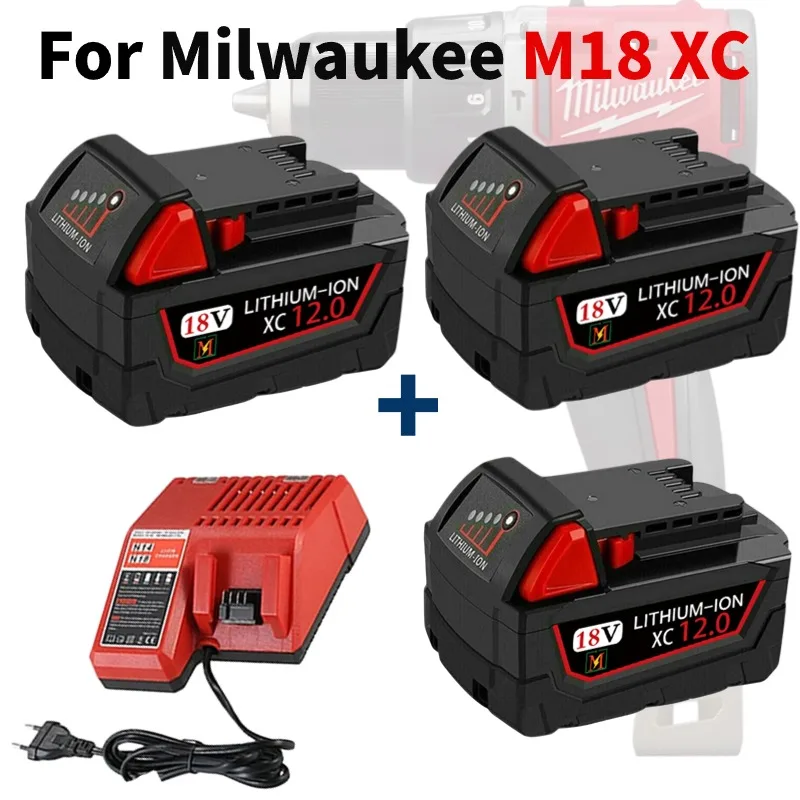 High Capacity 18V 9Ah/12Ah Li-ion Battery for Milwaukee M18 XC Lithium Battery 48-11-1860 48-11-1850 48-11-1840 48-11-1820