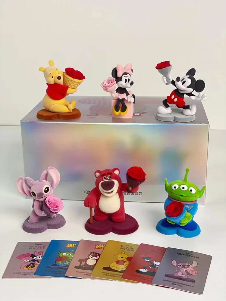 

Stitch Eternal Rose Flower Blind Box Anniversary Gift With Figure Desk Decor Preserved Flower In Glass Dome For Love