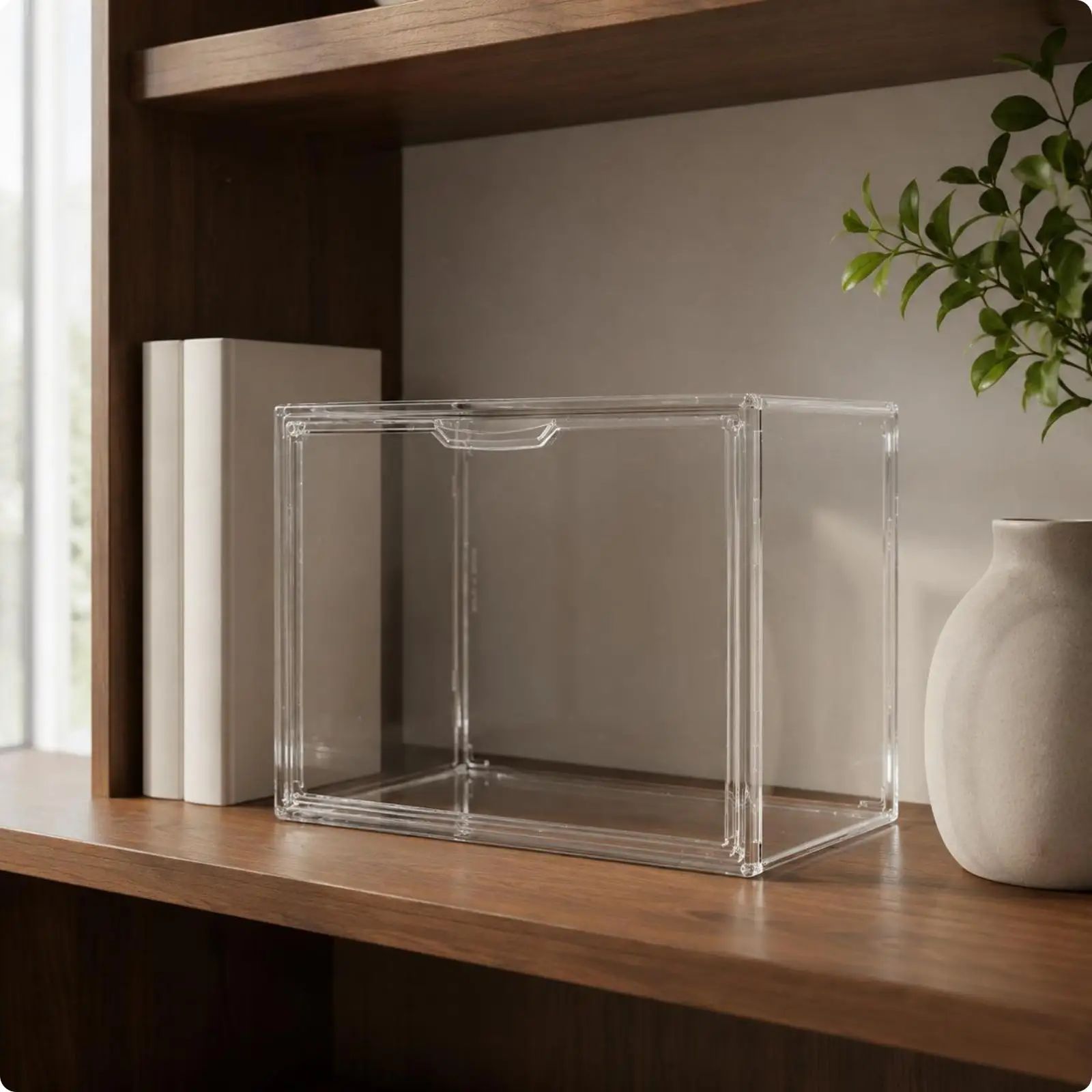 Acrylic Display Case Transparent Storage Organizer Stackable Cabinet Dust