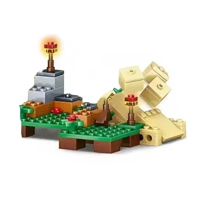 Mountain Cave Farm Villages House Nether Fight Building Block Zombie Alex Action Bricks Toys Gift for Children Kits Kids