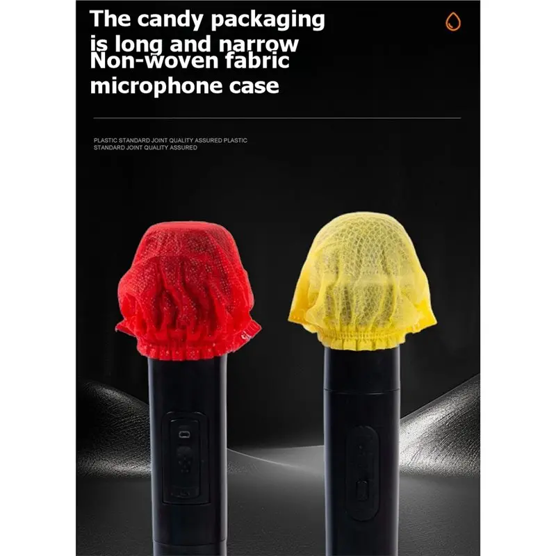 Non-Woven Cloth 100 Pcs Disposable Microphone Sleeve Covers Anti-Splash Dustproof Hygienic Mic Protectors For Karaoke