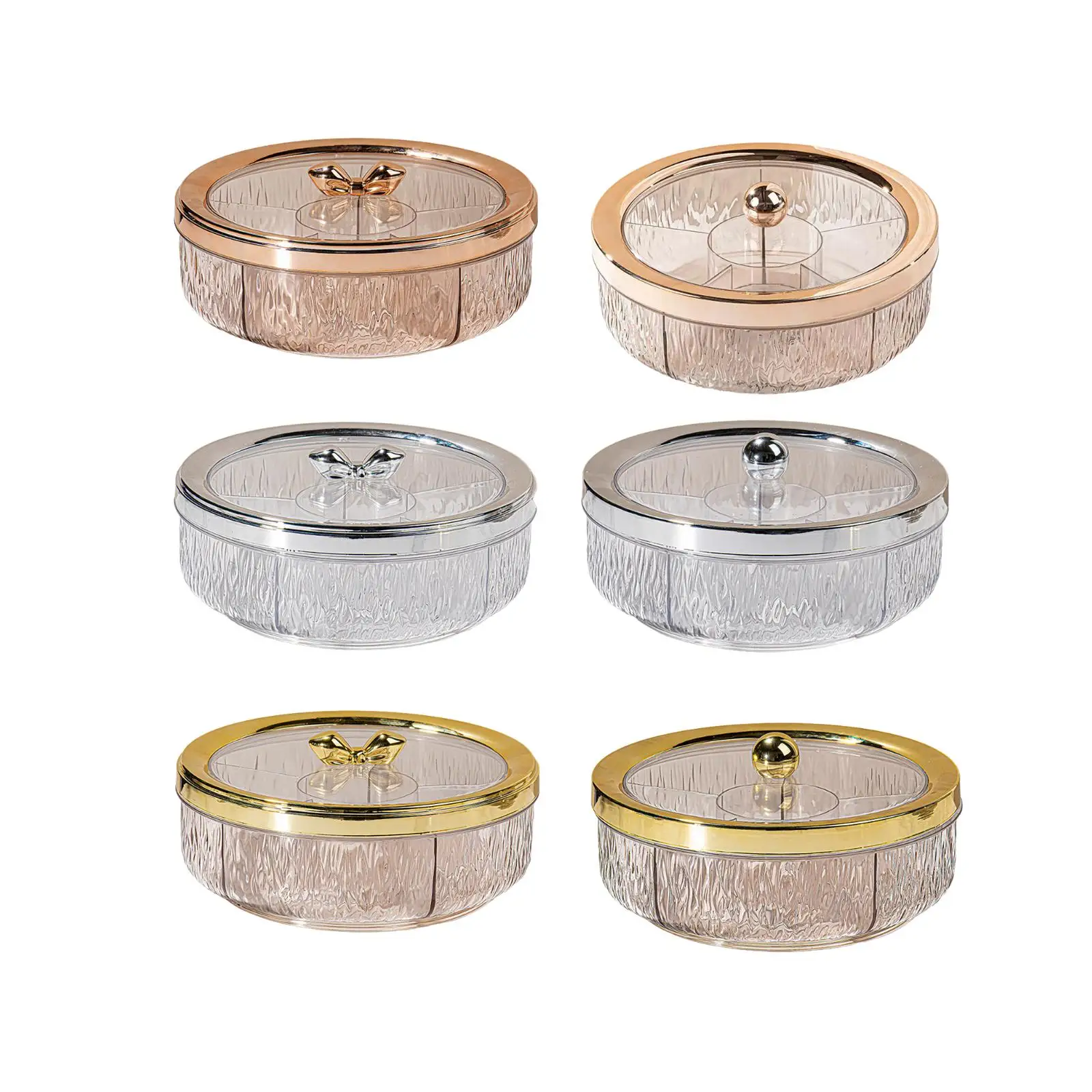 Rotatable Base Divided Serving Platter with Six Sections Elegant Tableware Tray Decor for Home Dining Occasions