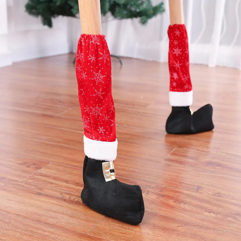4Pcs Snowflake Chair Leg Covers Christmas Furniture Floor Protectors Table Leg Socks Scratch Resistant Sound Reduction