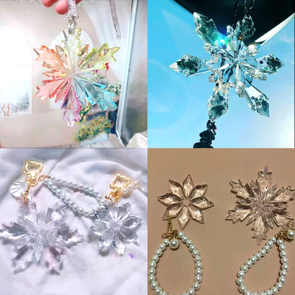 New Christmas Multi Shapes Snowflake Pendant Silicone Mold Hanging Epoxy Resin Mould For DIY Christmas Tree Decor Jewelry Making