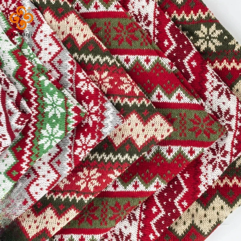 150x45cm Sweater Knit Fabric Snow Jacquard Polyester Fabric Christmas Tree Skirt Pillow Decoration Cloth Crafts Toy DIY Material