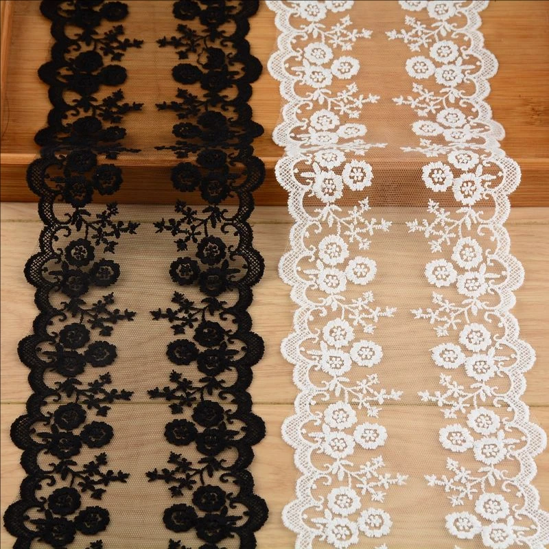 Black embroidered lace trimmings, fabric accessories for clothing and ornaments, decorations for hats and clothes, DIY materials