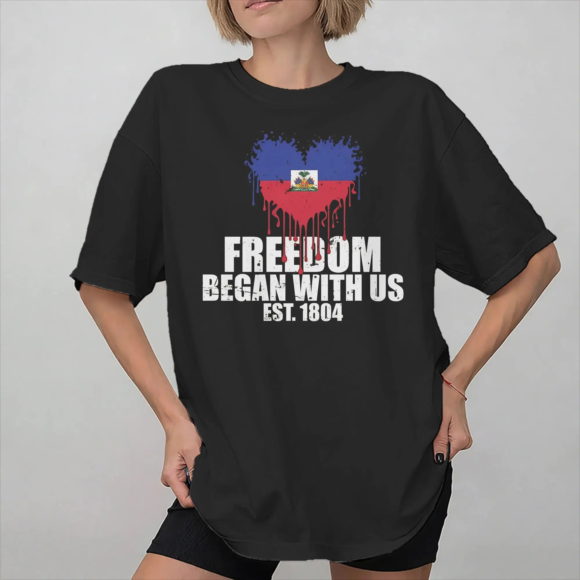 Haiti Flag Printed T Shirt for Men Women  100% Cotton  Tee Shirt Clothes