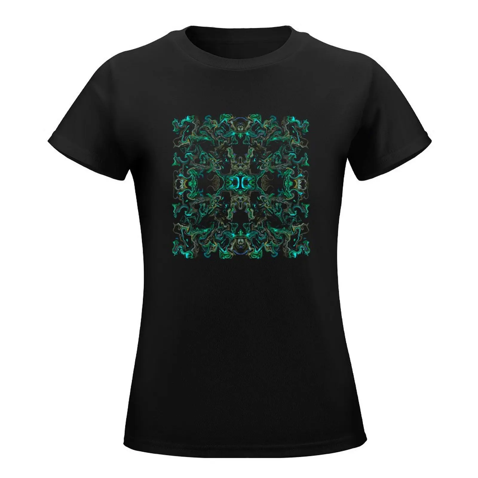 Abstract ornamental pattern in aquamarine T-Shirt graphics cute tops shirts graphic tees t shirt Women