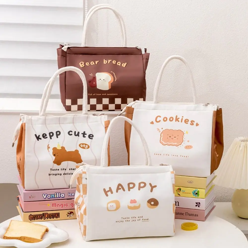 Kawaii Portable Thermal Lunch Bags Large Cartoon Lunch Box Multi-Purpose Tote Bag Food Storage Bags Women Girl Kids