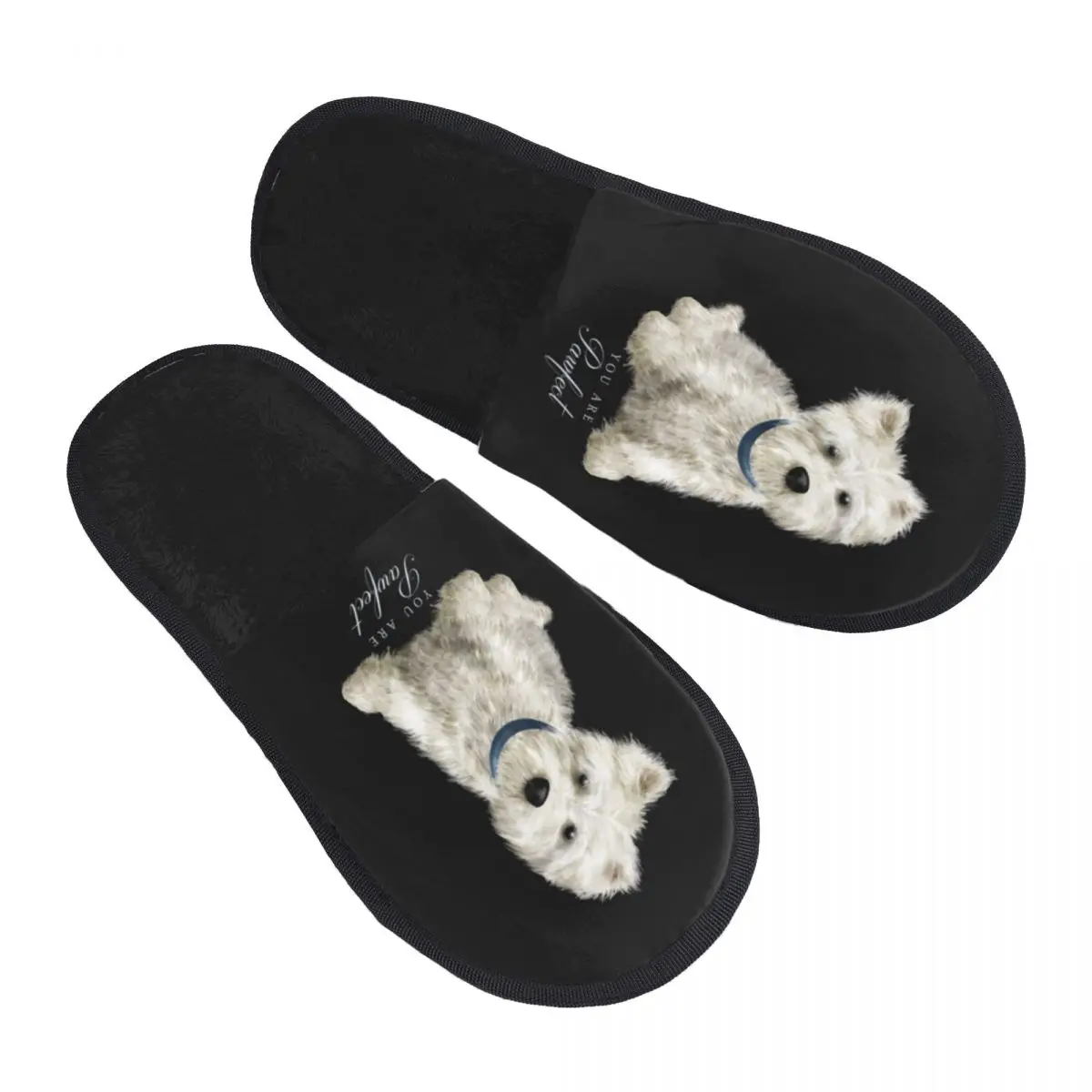

Custom Sweet West Highland White Terrier Dog Memory Foam Slippers Women Comfy Warm Westie Puppy House Slippers
