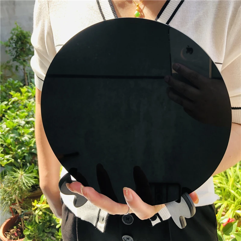 High Quality Natural Black Obsidian Scrying Mirror Healing Crystals Stone Round Plate Witchcraft Mirror Crystal Decor With Shelf