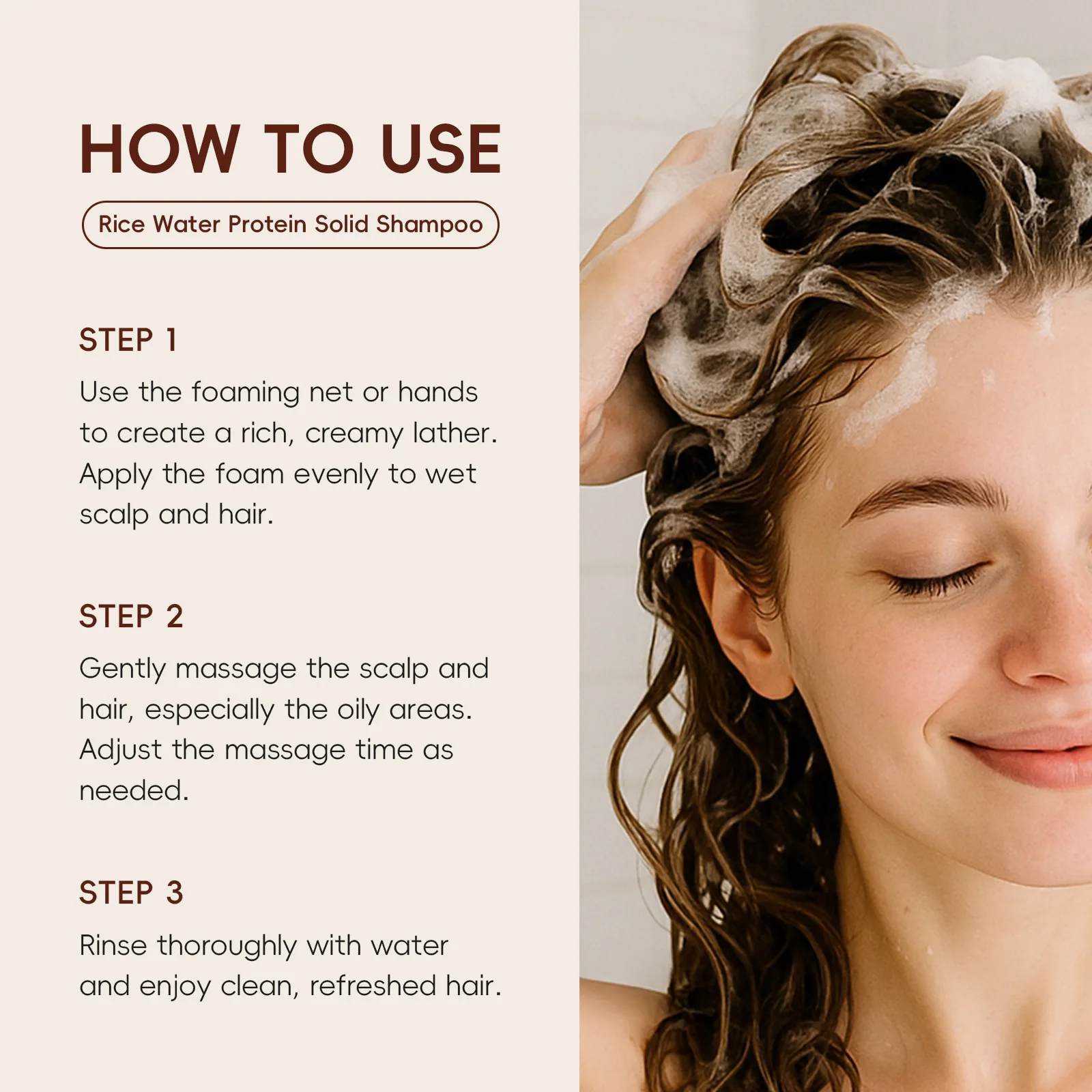 

LAIKOU Organic Rice Water Shampoo Bar 80g, Zero Waste Solid Hair Soap for Oily Scalp, Deep Cleaning Volumizing Eco Friendly