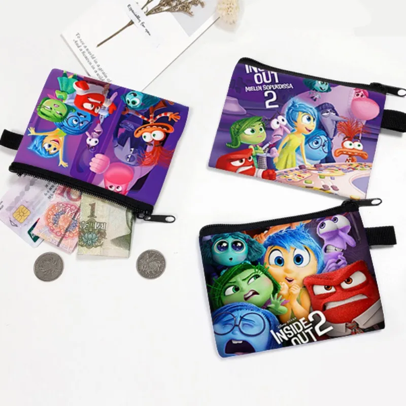 Disney Inside Out 2 niños Linda cartera niños dibujos animados impreso monedero niño Anime nuevo dinero bolsa chica Kawaii bolso Casual regalo