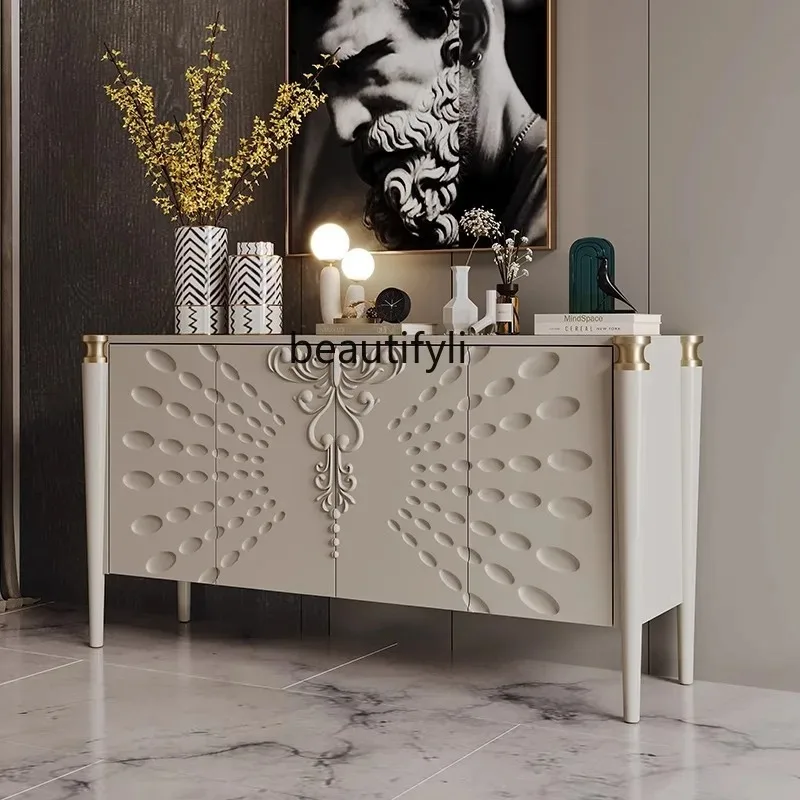 

D2520 American Light Luxury Style Entryway Cabinet Wall-Mounted Integrated Storage Decorative Cabinet Modern Simple Carved Sideb