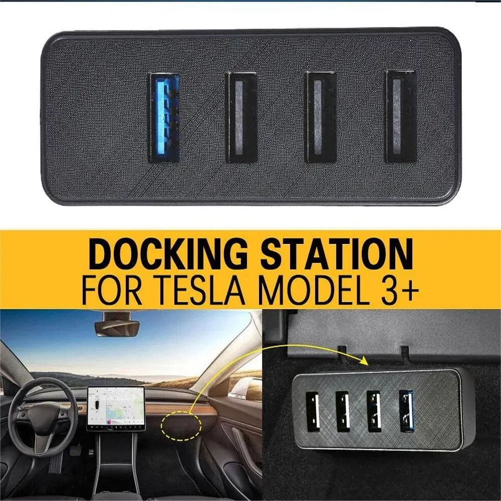 for Tesla New / 2024 Highland Glove Box USB 3.0 Hub Sentinel Drive Docking Station Fast Charging Car Accessories