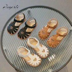 Children Summer Sandals Girls Roman Style Beach Shoes Baby Girls Hook Loop Flats Kids Gladiator Sandals Size 21-30