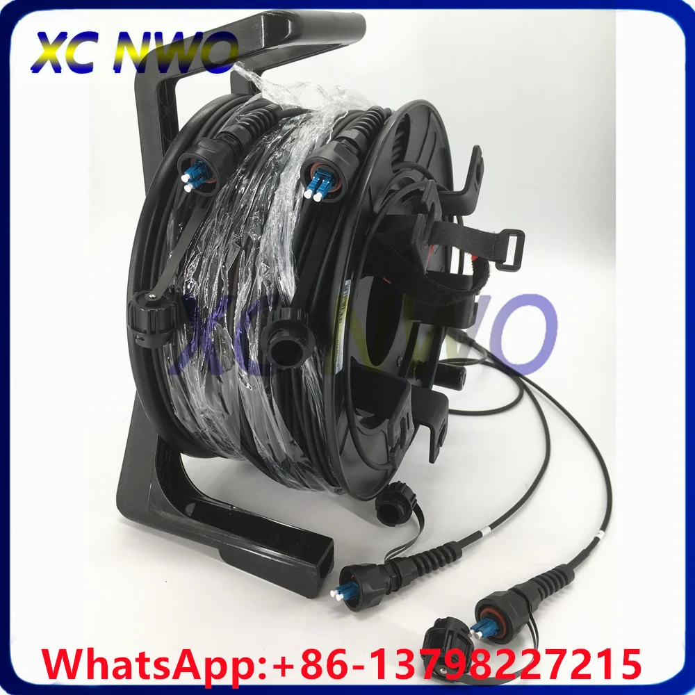 SM G657A1 5.0mm 200M 4Cores Black Armored TPU Cable,ODVA-LC(Duplex) to ODVA-LC(Duplex) Fiber Patch Cord with PCD310 Reel,TE