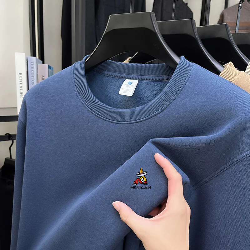 เสื้อฮู้ดผู้ชายสำหรับฤดูใบไม้ผลิและฤดูใบไม้ร่วง ปี 2025 ผ้าฝ้ายแท้ แขนยาว เสื้อยืดลำลองอเนกประสงค์ ชั้นใน